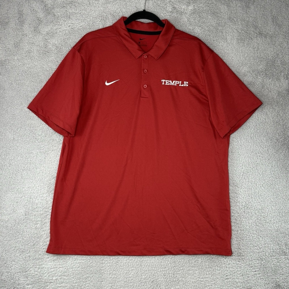 Temple University Owls Nike Golf Polo Shirt Red Size XL Lightweight Activewear